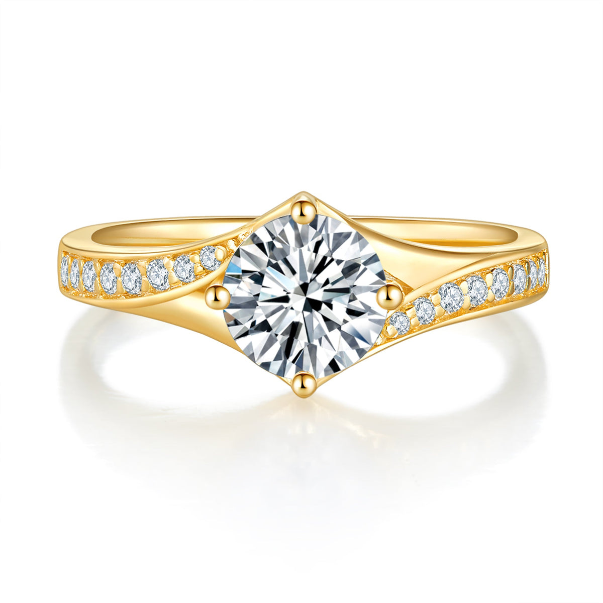 Crystal Unique Diamond Ring With 0.33 Ct. Round Shape Lab Grown Diamond