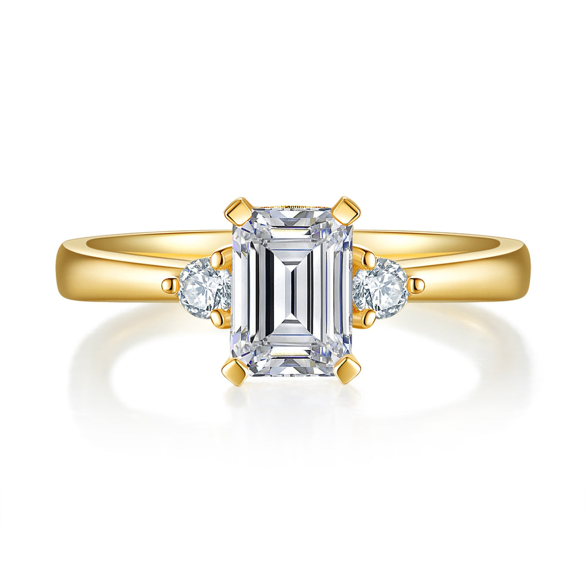 Emerald Three Stone Diamond Ring With 1.89 Ct. Round Shape Lab Grown Diamond (Certificate No: 702574648)