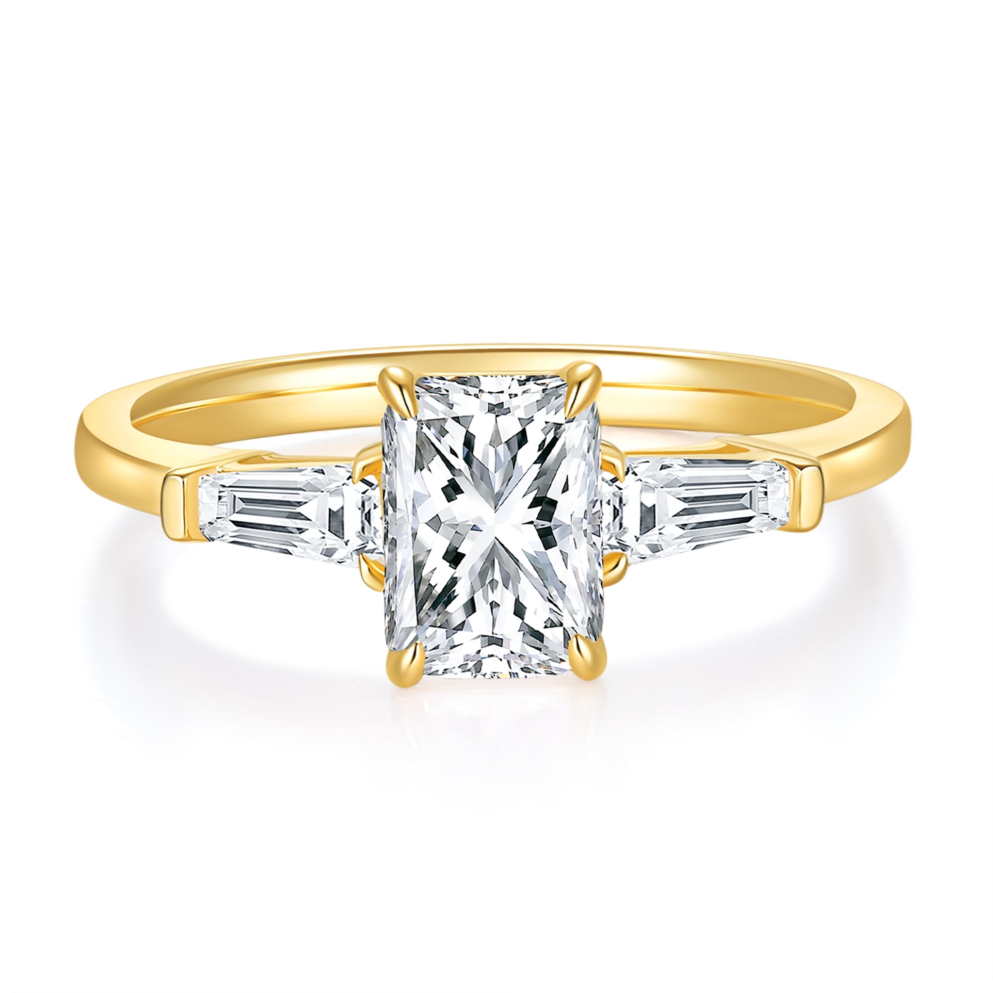 Amara Trilogy Diamond Ring With 1.01 Ct. Radiant Shape Lab Grown Diamond