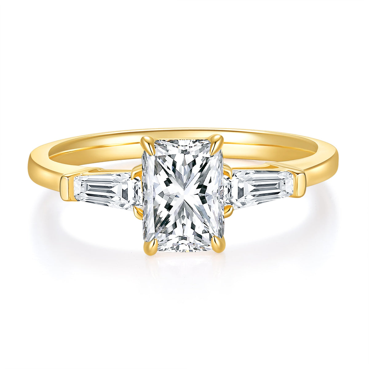 Amara Trilogy Diamond Ring With 1.01 Ct. Radiant Shape Lab Grown Diamond
