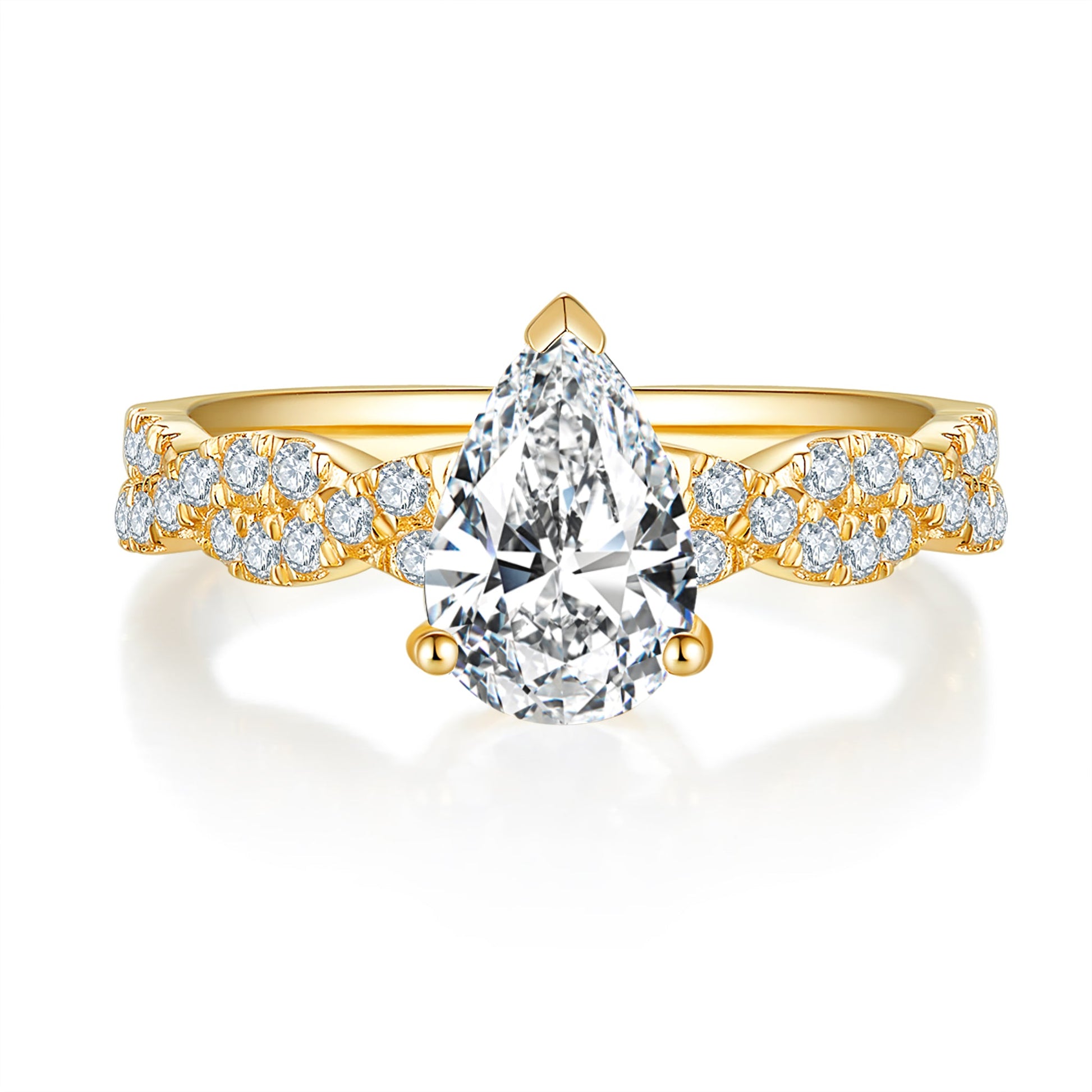 Twist Pave Diamond Ring With 1.03 Ct. Pear Shape Lab Grown Diamond (Certificate No: 739582950)