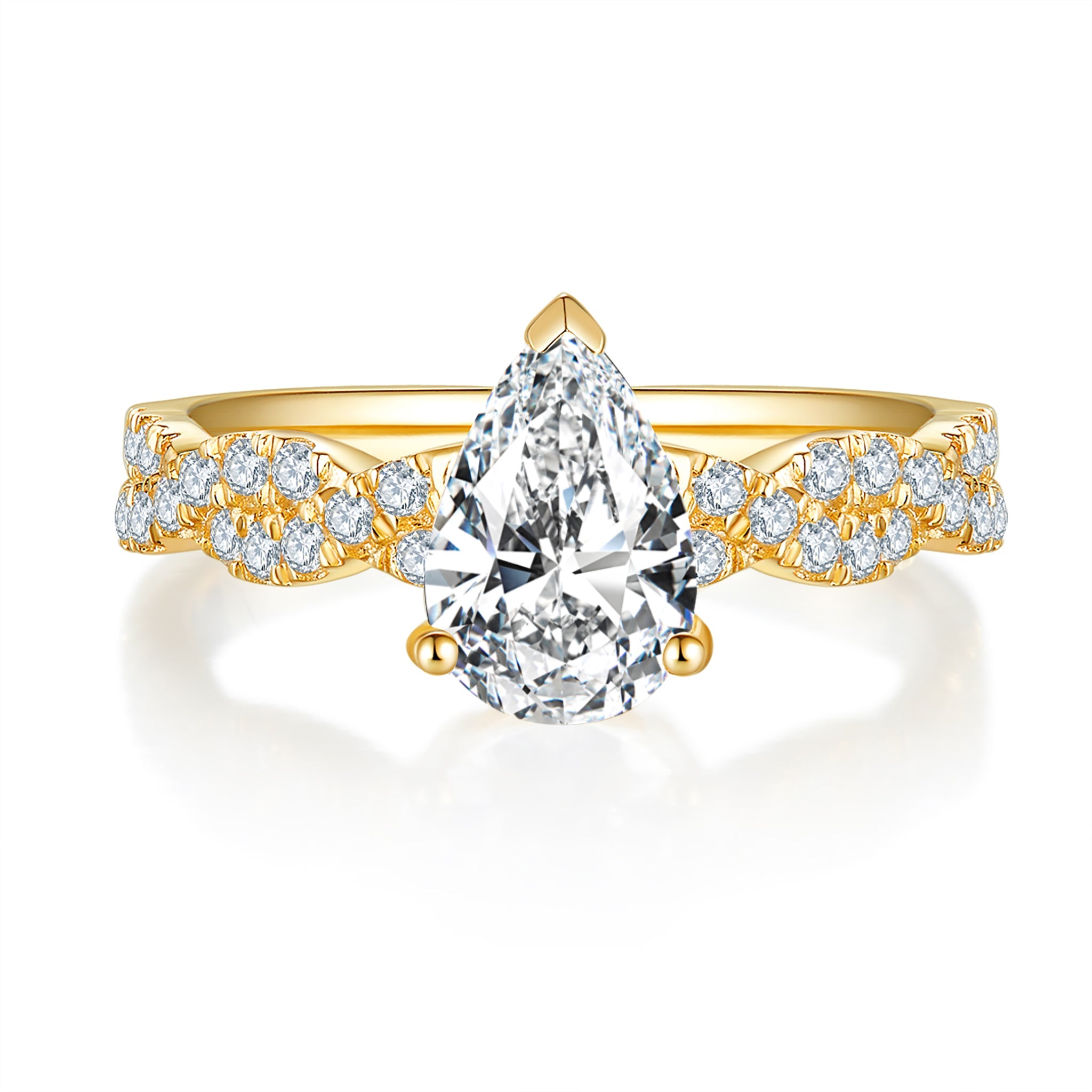 Twist Pave Diamond Ring With 1.15 Ct. Pear Shape Lab Grown Diamond (Certificate No: 670446608)